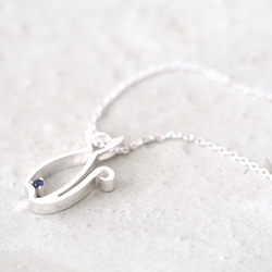 sapphire Cat Long Necklace 925 Sterling Silver 第1張的照片