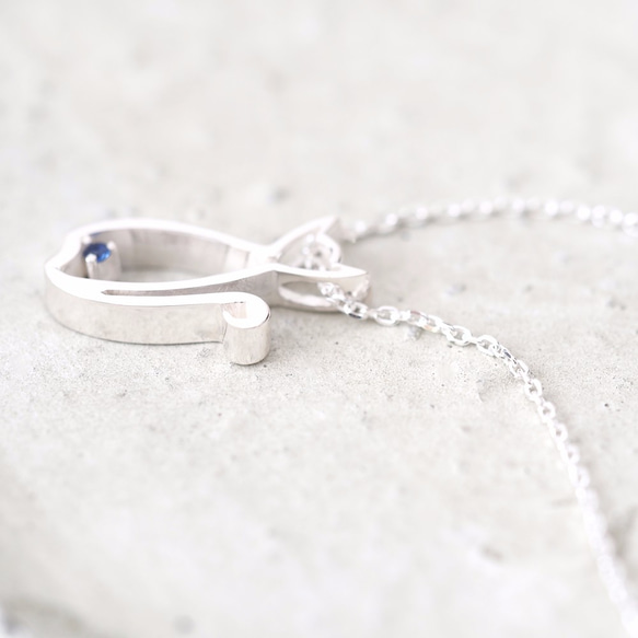 sapphire Cat Long Necklace 925 Sterling Silver 第2張的照片