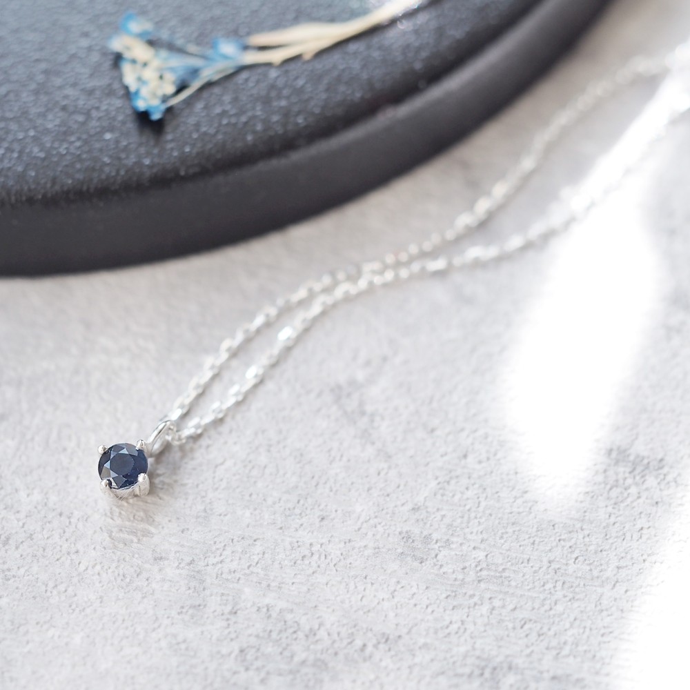 天然 サファイア 一粒 ネックレス シルバー925