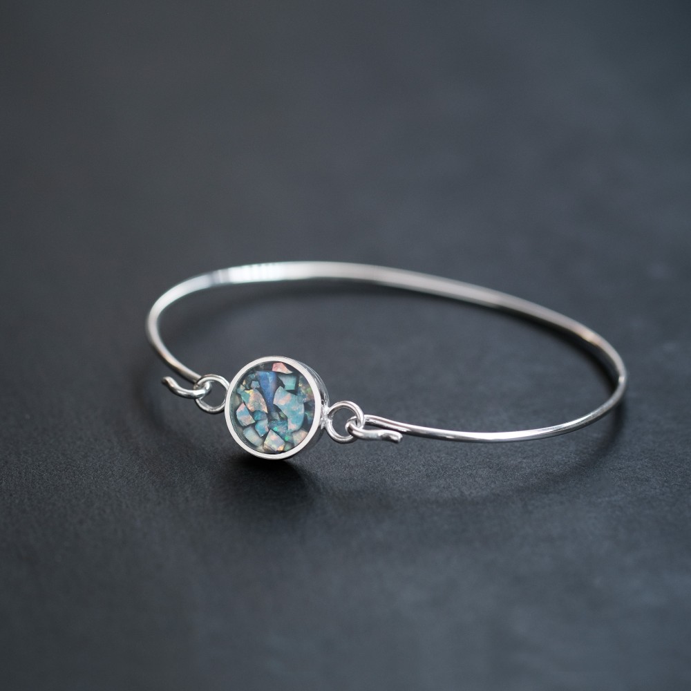 オパール 銀河 フック バングル シルバー925