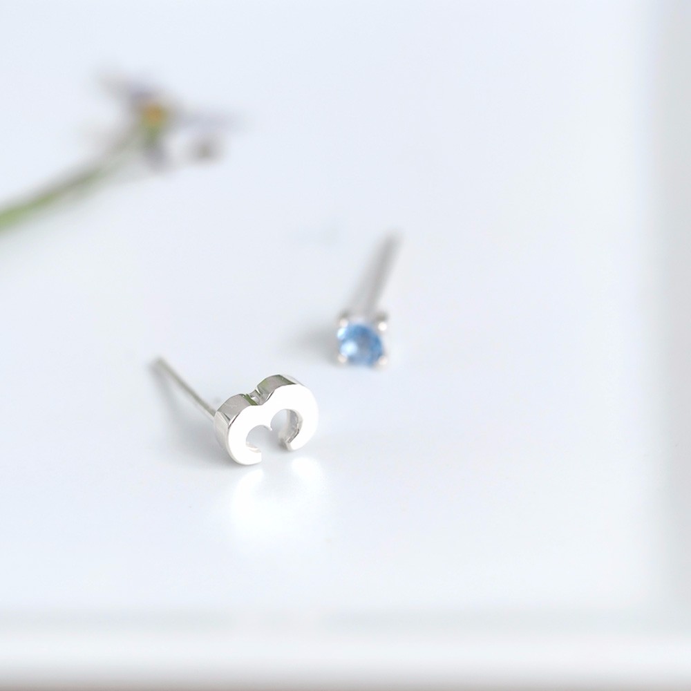 数字＆3月 誕生石 アクアマリン ピアス イヤリング シルバー925