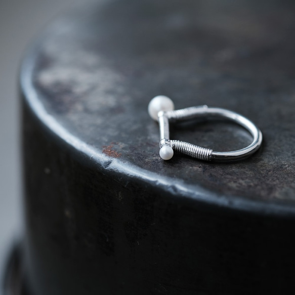 珍珠螺絲戒指銀925 第2張的照片