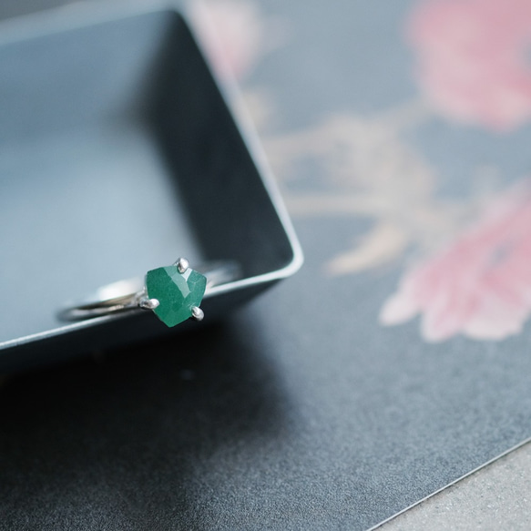 三角 緑水晶 リング シルバー925 指輪・リング Cloudjewelry