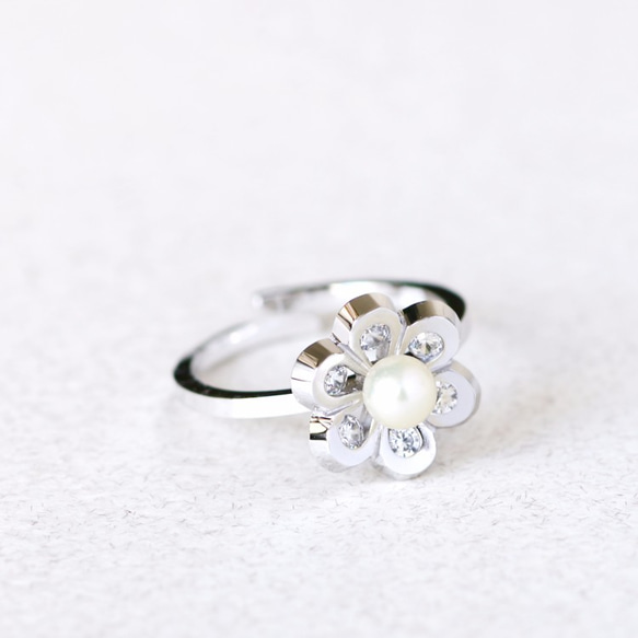 花朵 ＆ 珍珠 戒指 (silver925) 第1張的照片