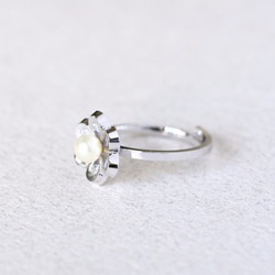 花朵 ＆ 珍珠 戒指 (silver925) 第2張的照片