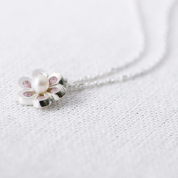 Pearl Flower Necklace 925 Sterling Silver 第2張的照片