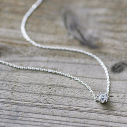Solitaire Necklace 925 Sterling Silver Dainty Tiny Stone jew 第1張的照片
