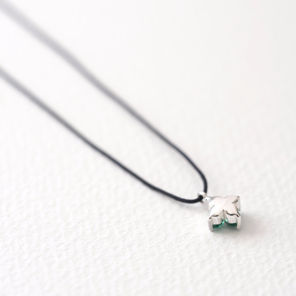 Tiny Emerald Flower String Necklace 925 Sterling Silver 第4張的照片