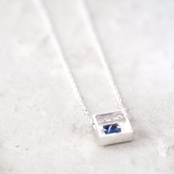 Tile Stone Necklace 925 Sterling Silver September Birthstone 第5張的照片