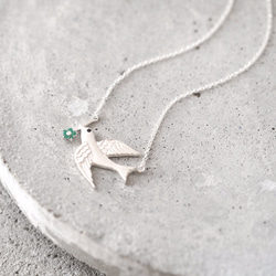 Flower Swallow Necklace 925 Sterling Silver 第1張的照片