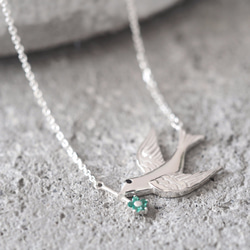 Flower Swallow Necklace 925 Sterling Silver 第2張的照片