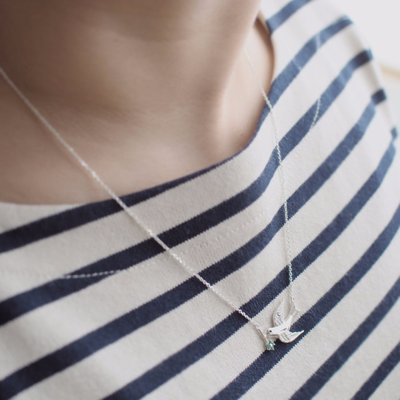 Flower Swallow Necklace 925 Sterling Silver 第3張的照片