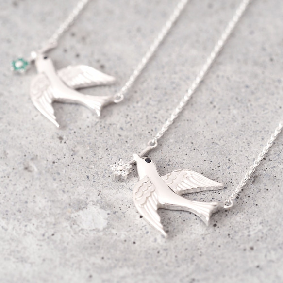 Flower Swallow Necklace 925 Sterling Silver 第4張的照片