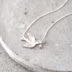 Flower Swallow Necklace 925 Sterling Silver 第5張的照片