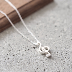 Treble Clef Necklace 925 Sterling Silver 第1張的照片