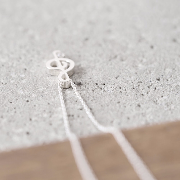 Treble Clef Necklace 925 Sterling Silver 第3張的照片