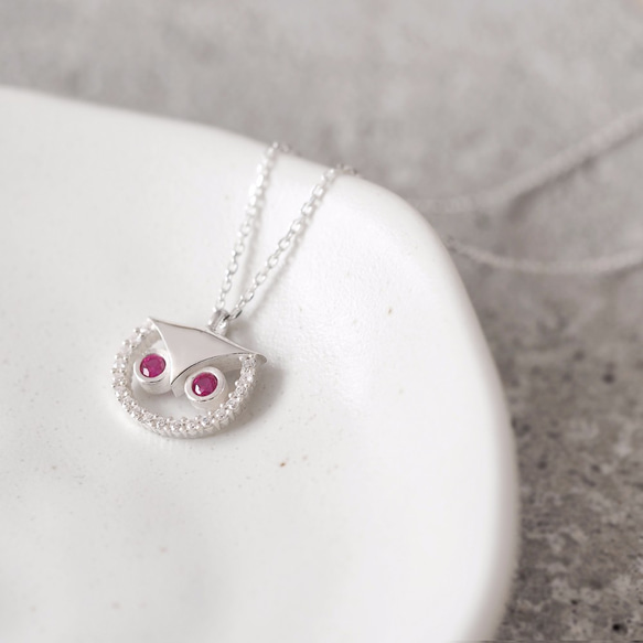 Ruby Owl 925 Sterling Silver Animal Charm 第1張的照片