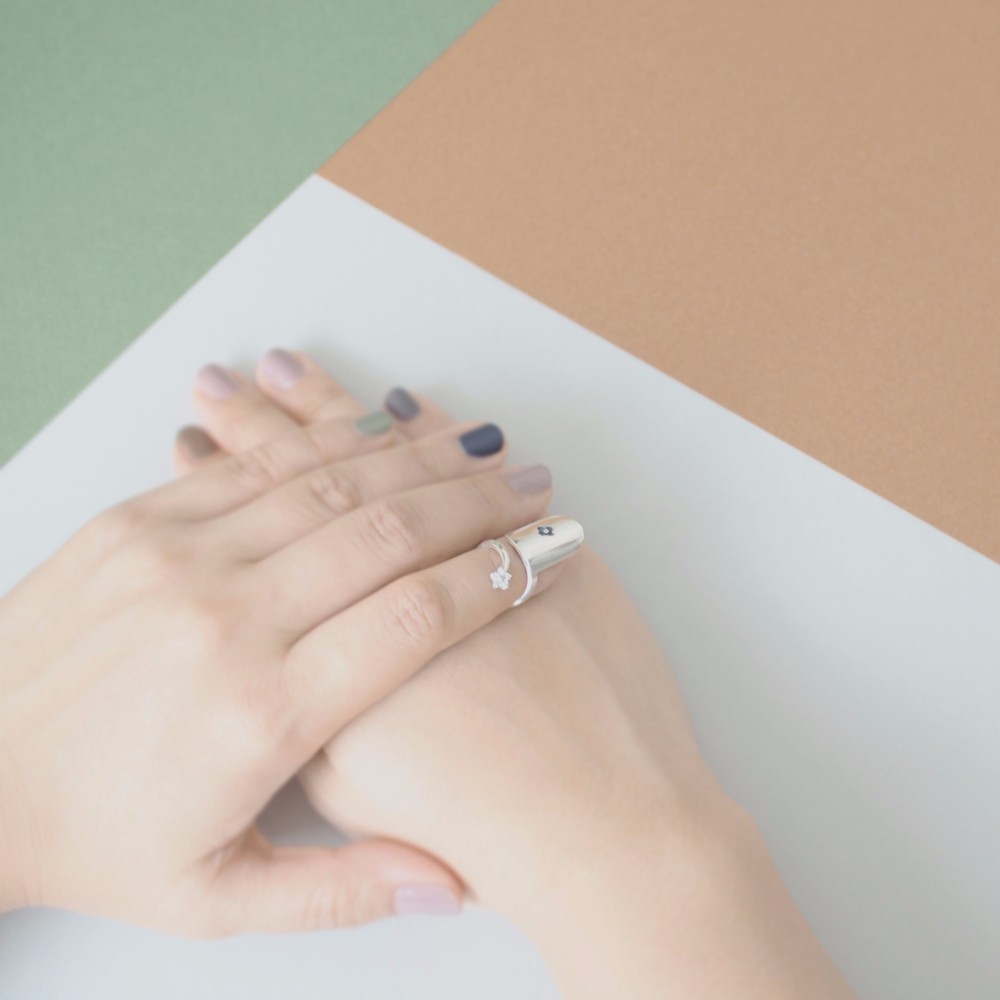 Twin フラワー ネイルリング シルバー925