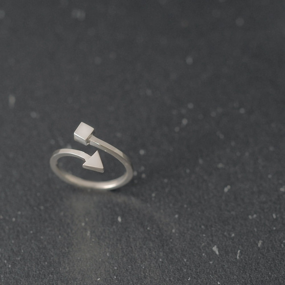 Micro tiny triangle & square open ring  925 Sterling Silver 第1張的照片