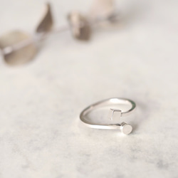 Micro tiny round & square open ring 925 Sterling Silver 第2張的照片