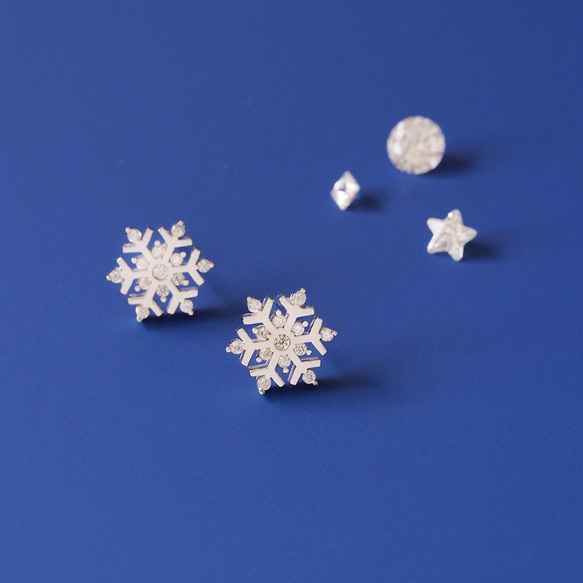 Winter set) 雪の結晶 ネックレス ＆ ピアス セット シルバー925 2枚目の画像
