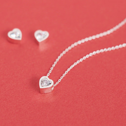 Heart set) ハート ネックレス ピアス セット シルバー925 1枚目の画像