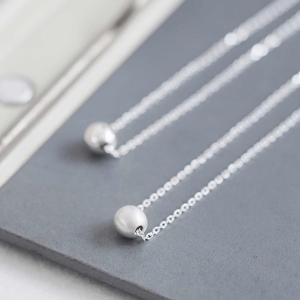 Matte ＆ Glossy ボール ネックレス シルバー925