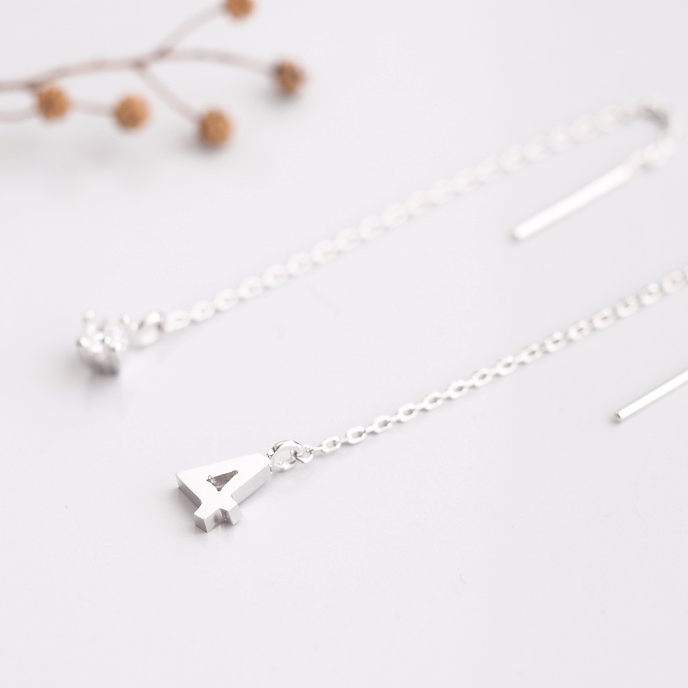 数字＆4月 誕生石 チェーン ピアス シルバー925