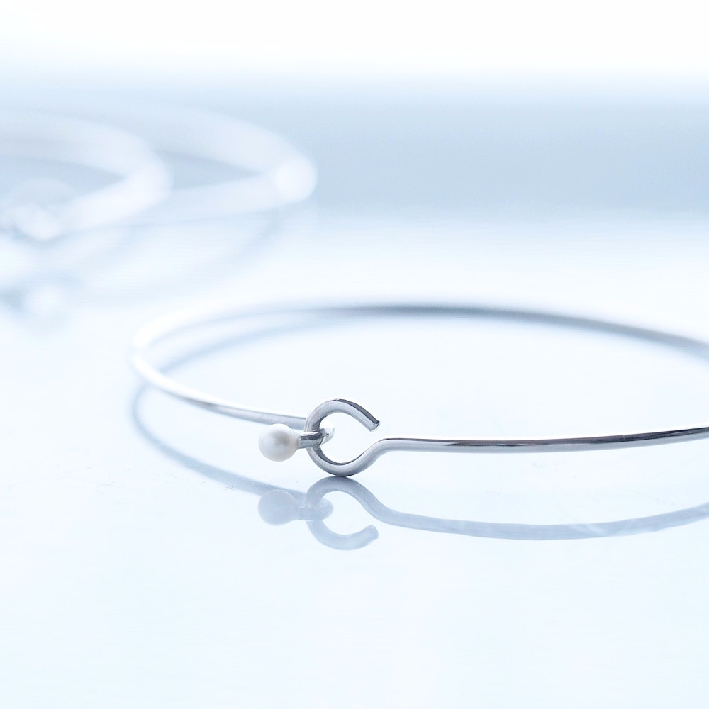 B) Stone ワイヤー  バングル シルバー925