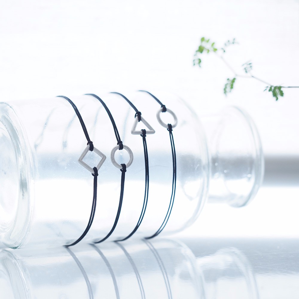 Black 図形 紐 ブレスレット シルバー925