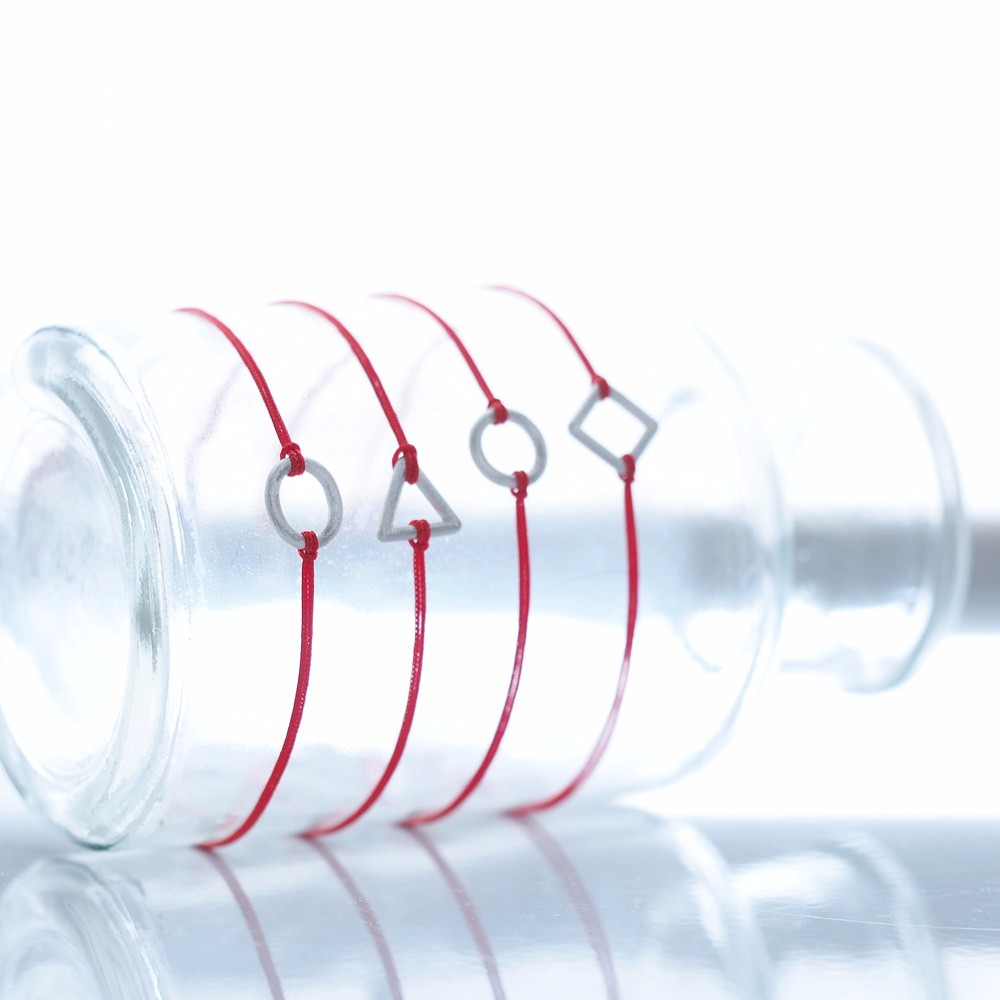 Red 図形 紐 ブレスレット シルバー925