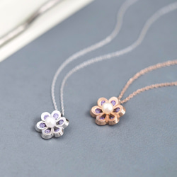 紫水晶花與珍珠項鍊 銀 925 第1張的照片