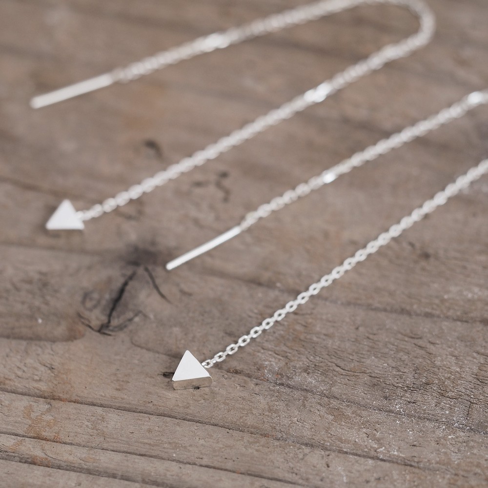 Micro tiny 三角 チェーン ピアス シルバー925