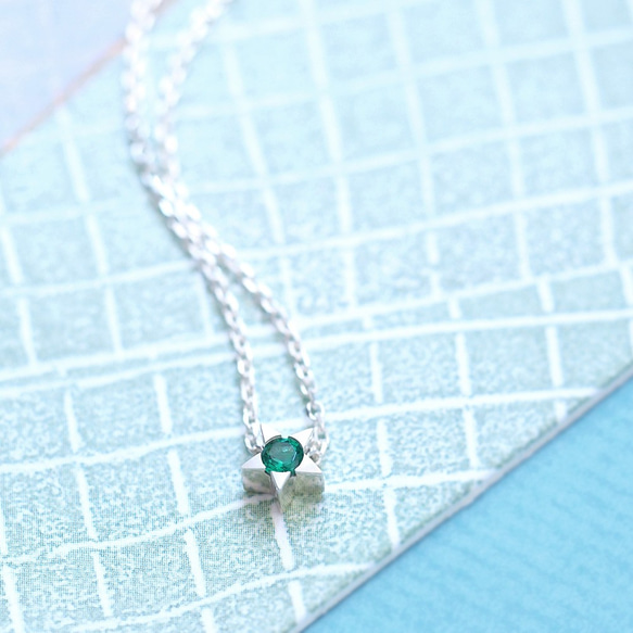 Emerald 極小 星 ネックレス シルバー925 1枚目の画像