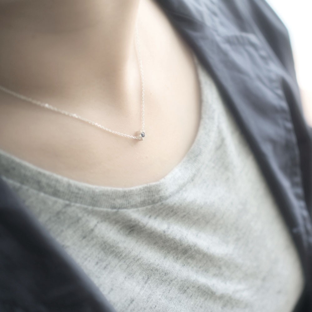 エメラルド 極小 星 ネックレス シルバー925