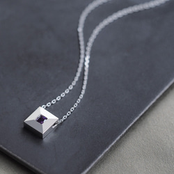 紫水晶磁磚項鍊 銀 925 第1張的照片
