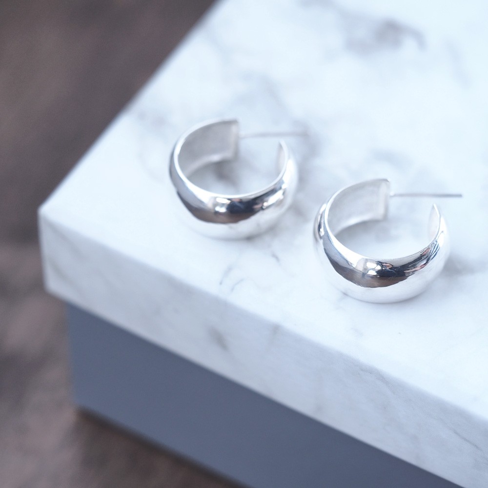 ボールド フープ ピアス シルバー925