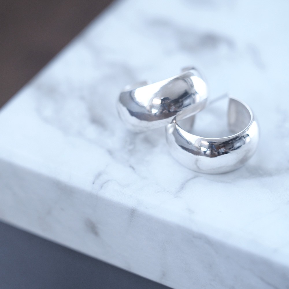 ボールド フープ ピアス シルバー925