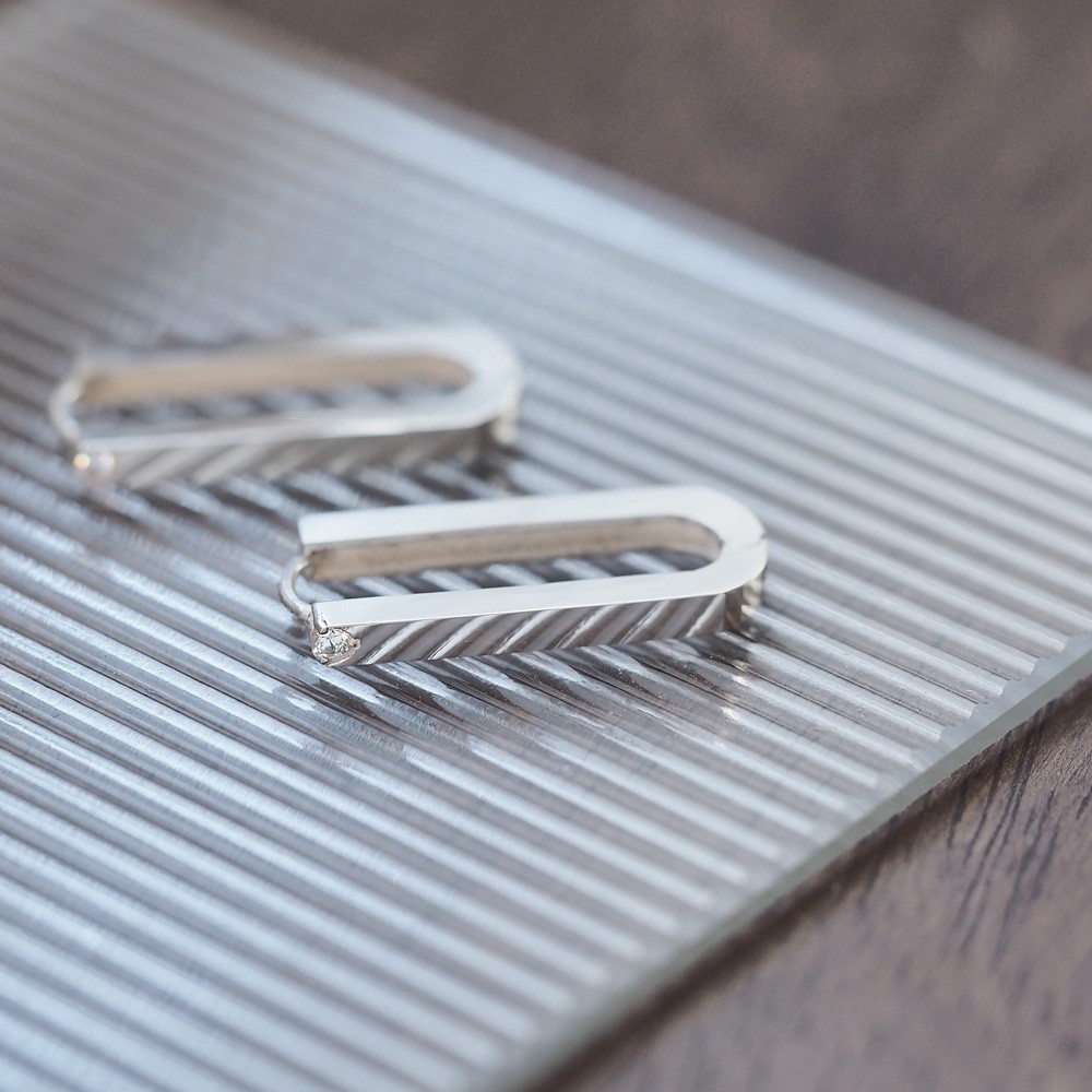 Stone クリップ ピアス シルバー925