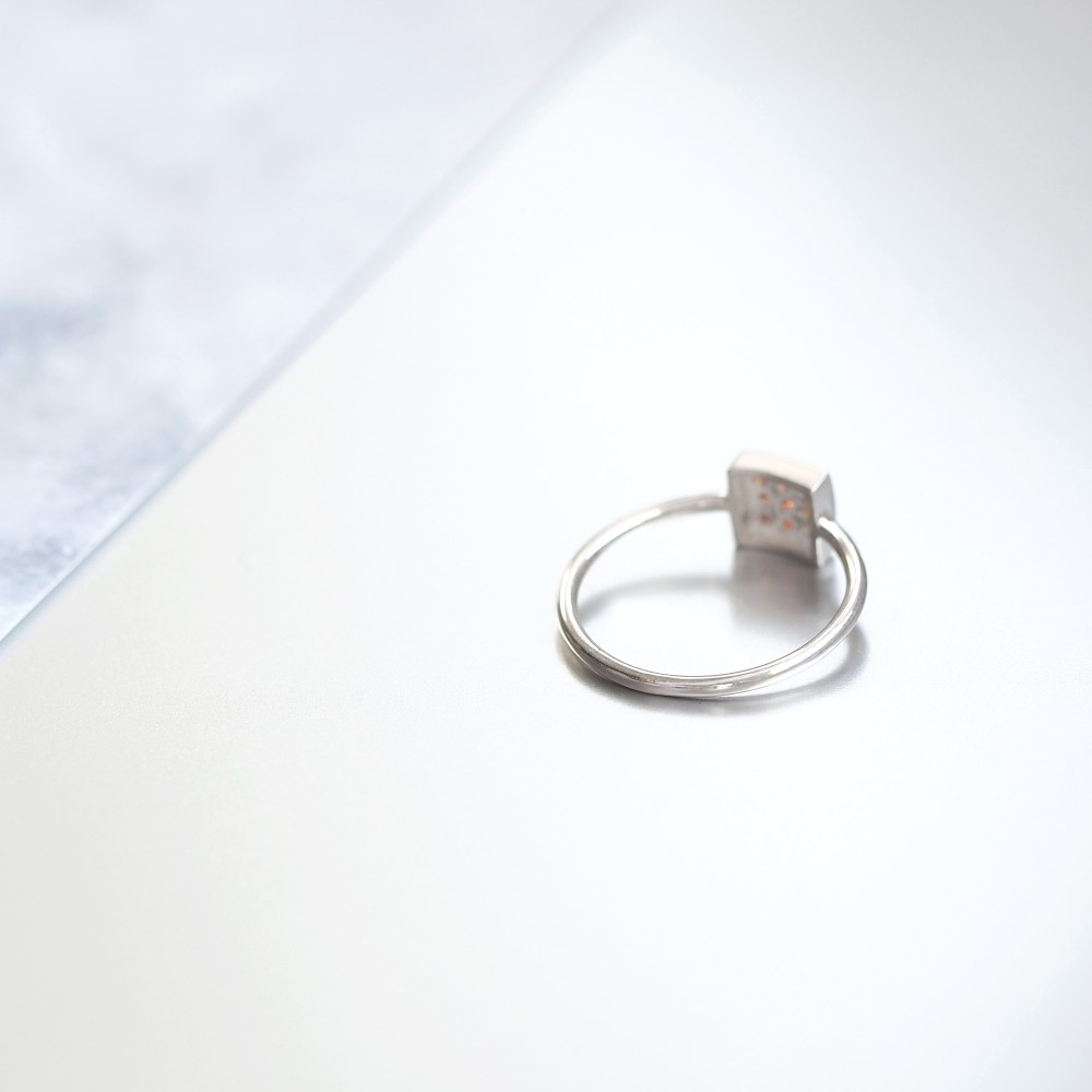 Red 四角 リング シルバー925