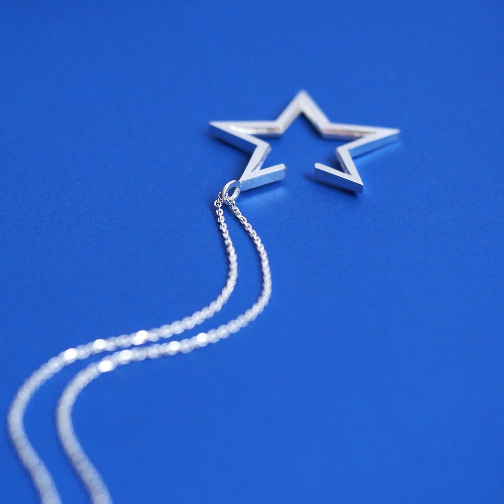 Open 星 ロング ネックレス シルバー925