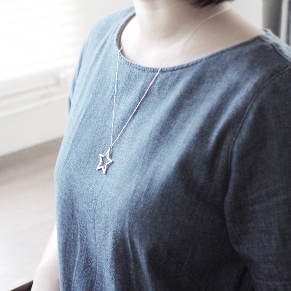 Open 星 ロング ネックレス シルバー925