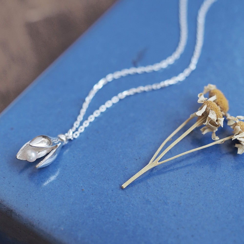 ドライフラワー ネックレス シルバー925