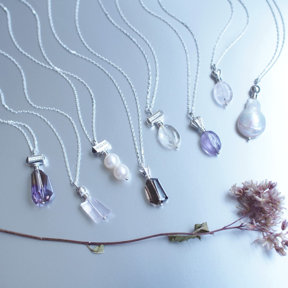 1点物 ) 天然石 香水瓶 ネックレス シルバー925