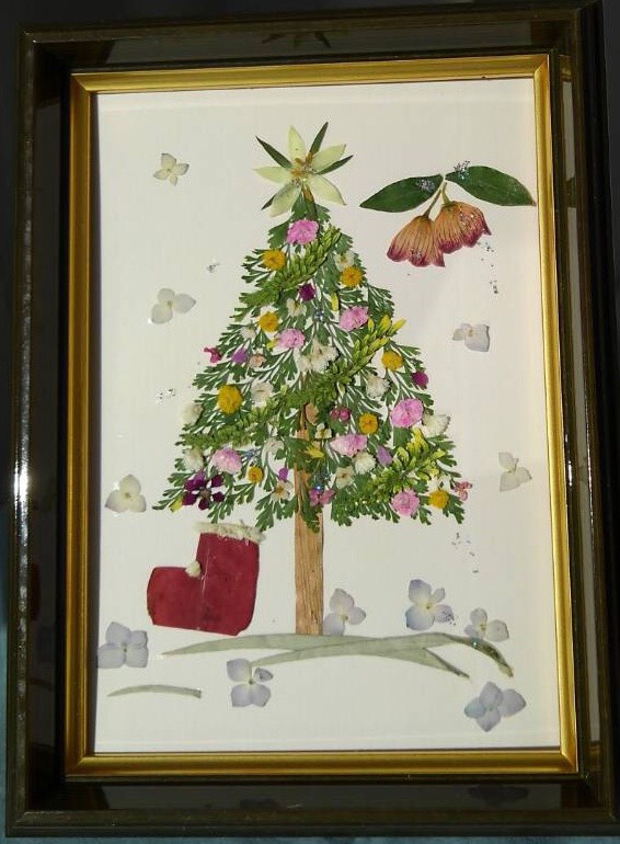 押し花アート❉銀世界のクリスマス❉押し花額 インテリア雑貨