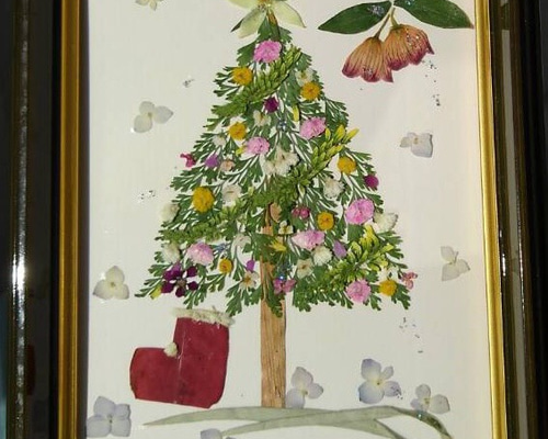 押し花アート❉銀世界のクリスマス❉押し花額 インテリア雑貨