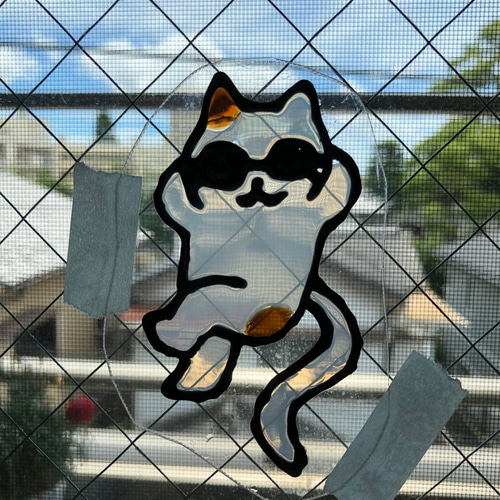 大判ヘレロ ステンドグラス ストレッチ・ケリー猫さんグラスマスターズにゃんこ ガラスの森の猫たち【2024】 | ステンドグラス工芸品, ステンド