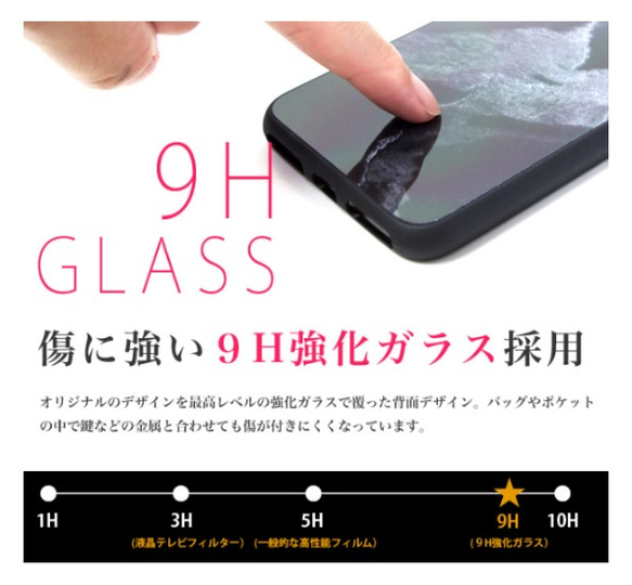 ネコとピアノ ネイビーver 強化ガラス スマホケース iPhone13&SE3 も対応！ 2枚目の画像