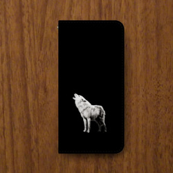 月と白狼の遠吠え ver1 手帳型スマホケース iPhone11・11Proも対応！ 3枚目の画像