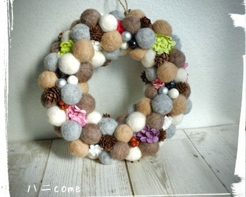 Creema限定』◇羊毛フェルトのナチュラルリース【一点物】 リース